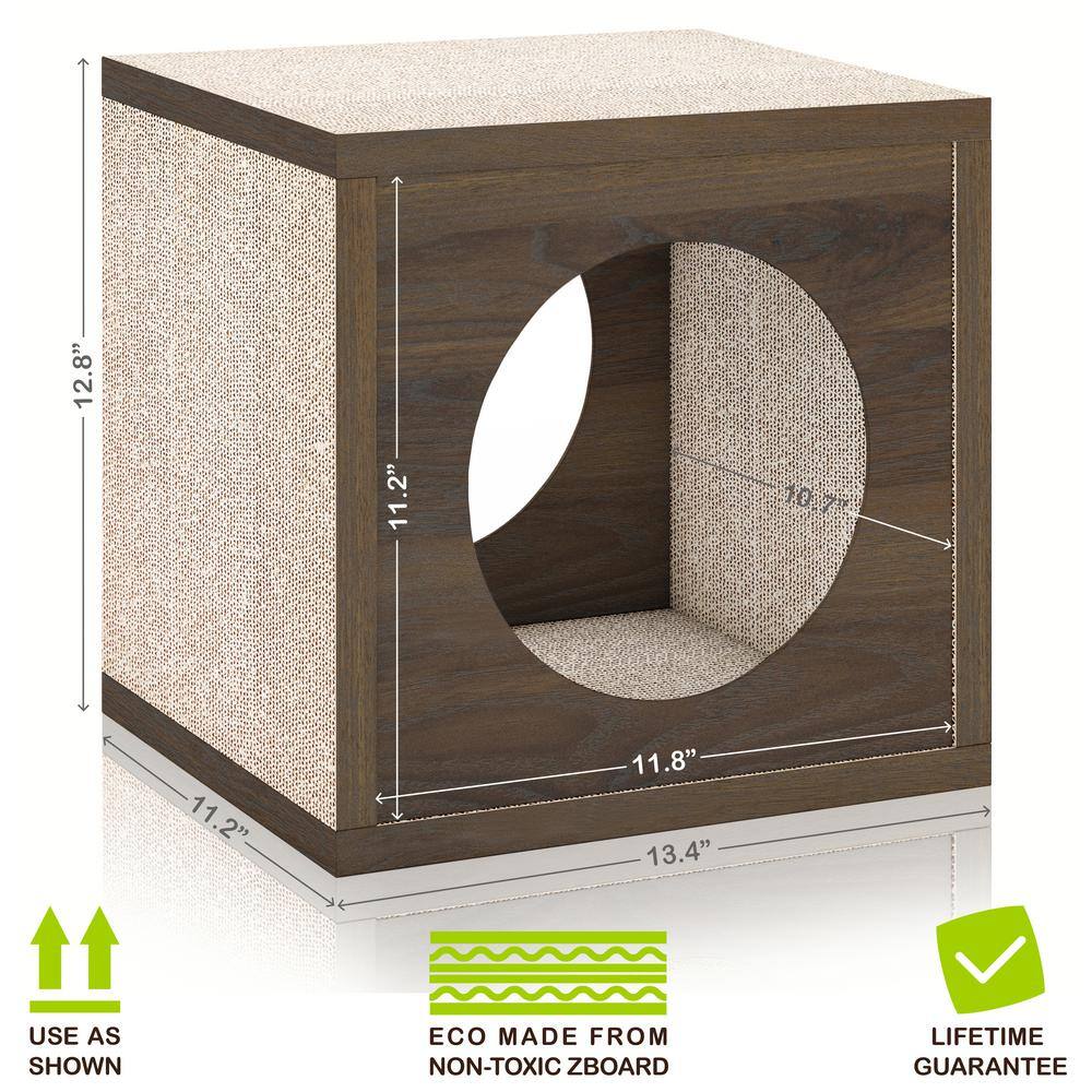 Way Basics Katsquare Royal Walnut Eco zBoard Paperboard Cat Cube Scratching Post