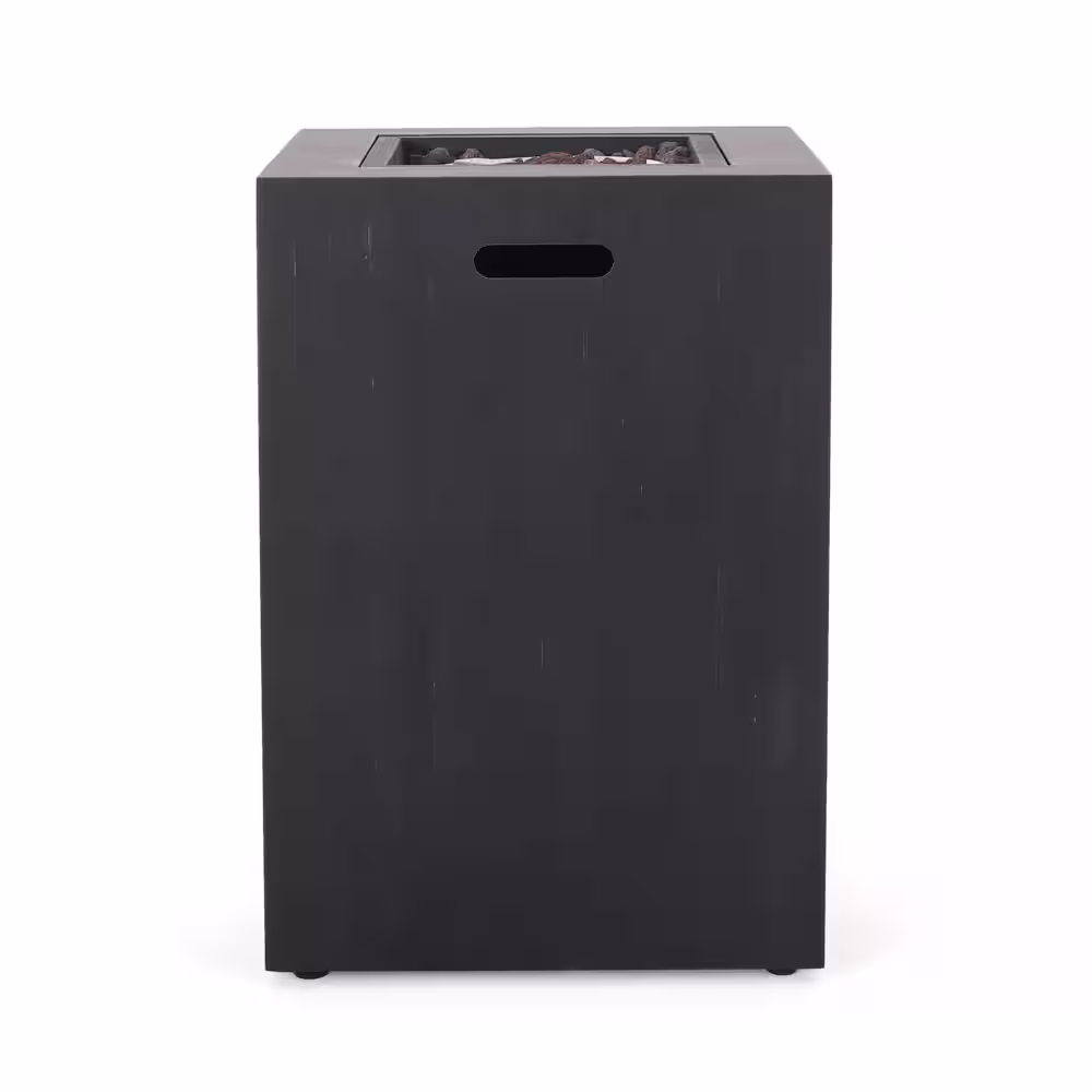 Noble House Reign Brushed Black Square Metal Fire Pit Table