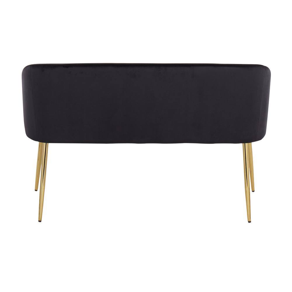 Lumisource Fran Black Velvet and Gold Bench (29.75 x 46 x 21)