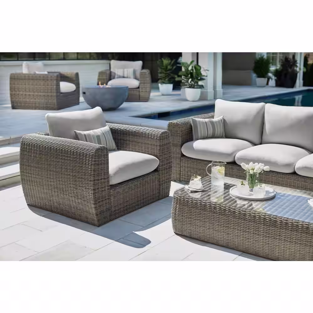 Hampton Bay Grove Park 36 in. x 18 in. Round Concrete Propane Gas Fire Pit