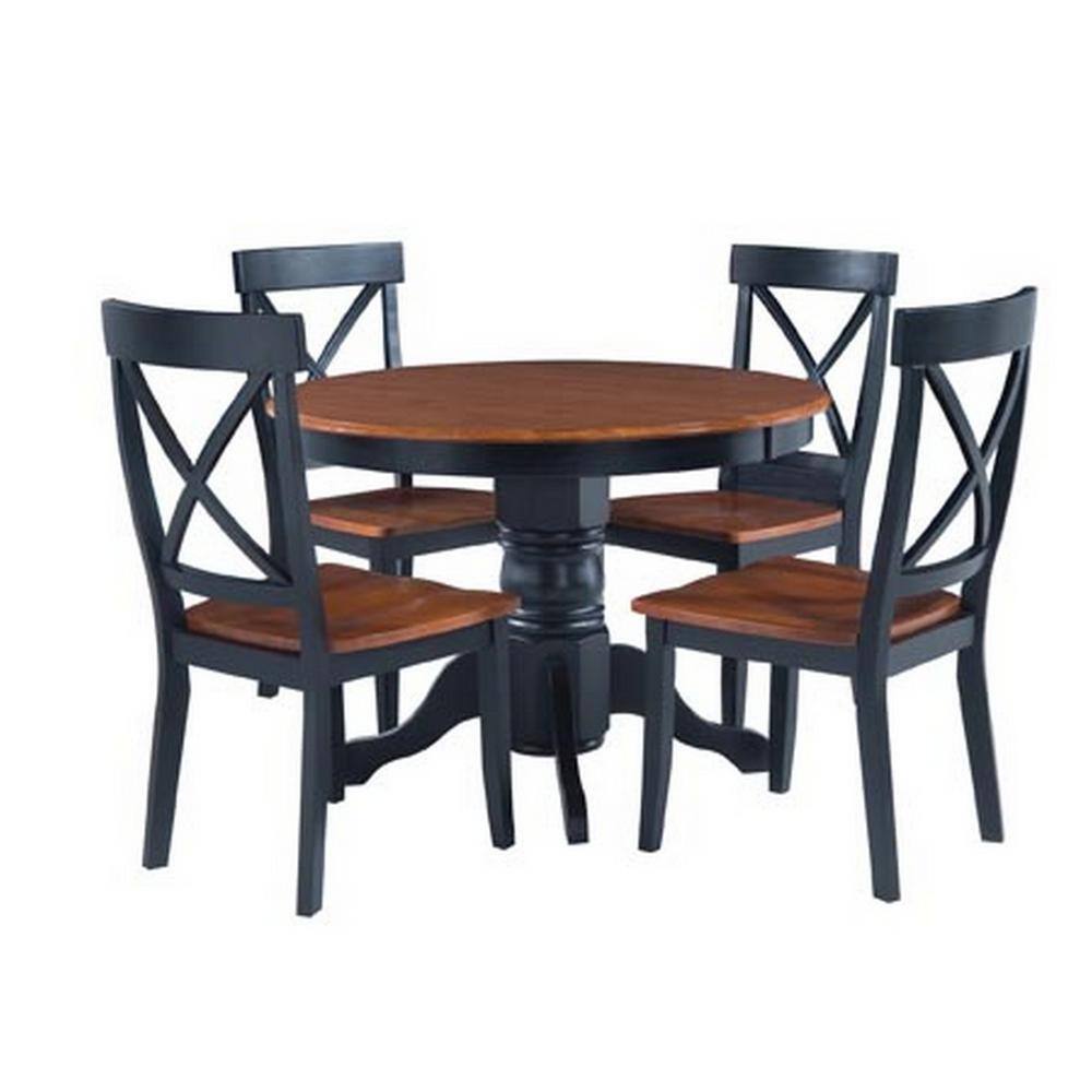 HOMESTYLES Black and Oak Dining Chairs (Set of 2)