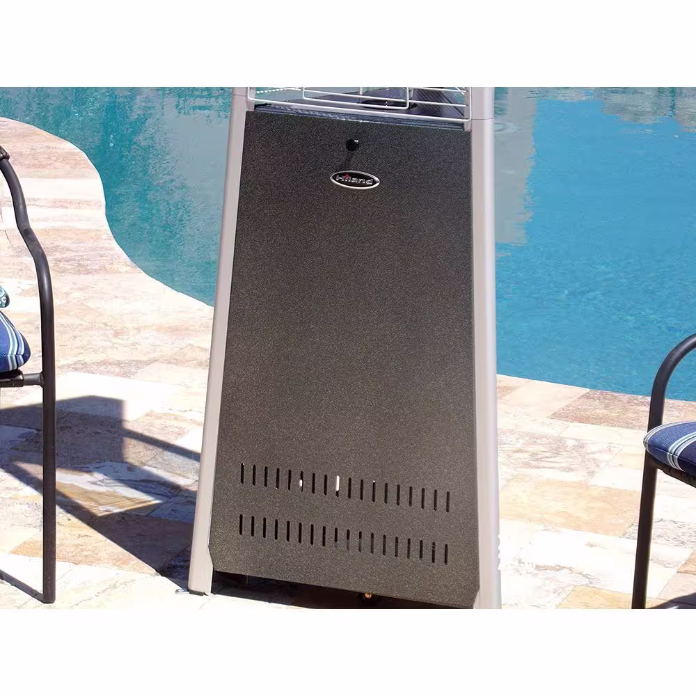 Hiland 42,000 BTU Hammered Silver Commercial Glass Tube Gas Patio Heater