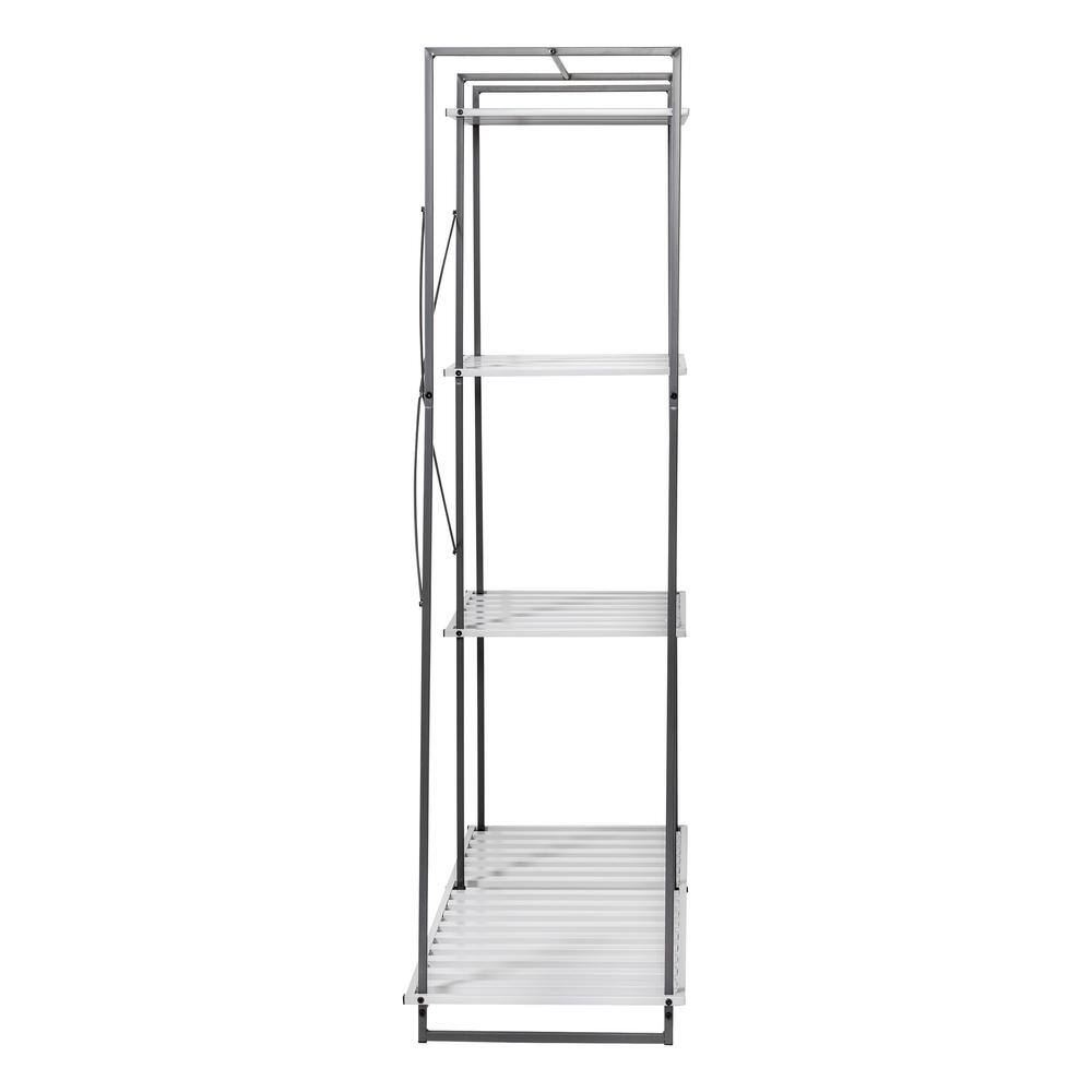 Honey-Can-Do Gray and White Steel Freestanding Open Clothes Rack with Shelves (45.2 in W. x 68 in. H)