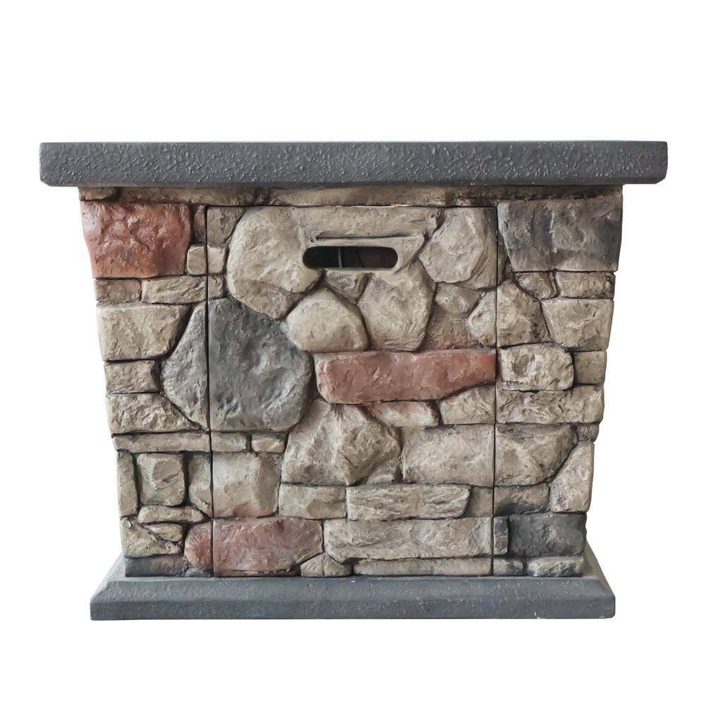 Noble House Tatum 30 in. x 24 in. Square MGO Propane Fire Pit in Stone