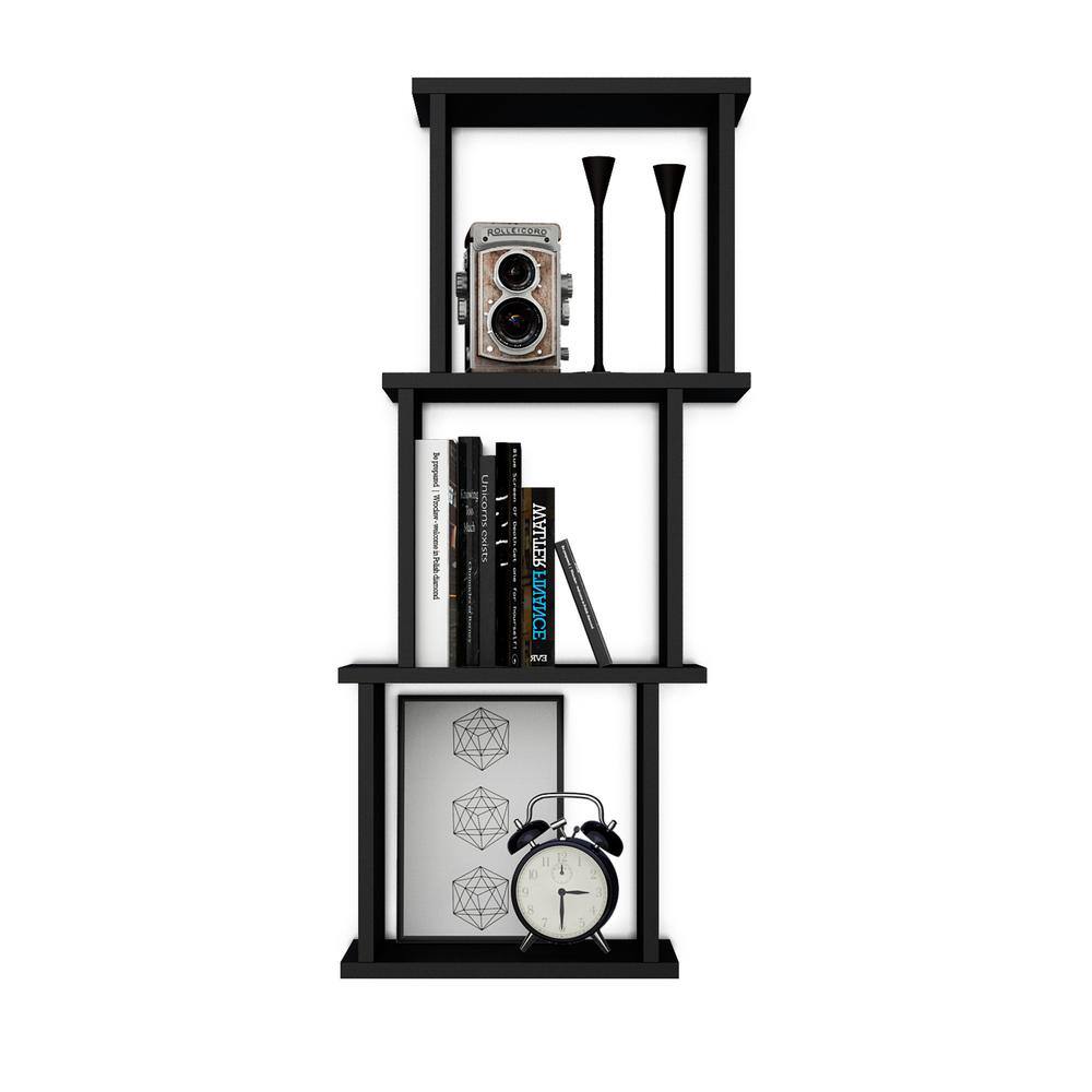 DANYA B Bauhaus Black MDF Wood 3-Cube Floating Wall Shelf