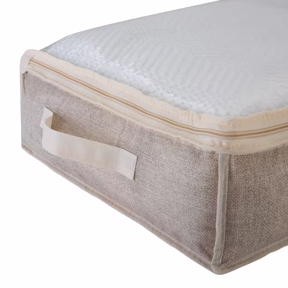 Simplify 40 in. x 18 in. x 6 in. Under-the-Bed Storage Bag in Faux Jute