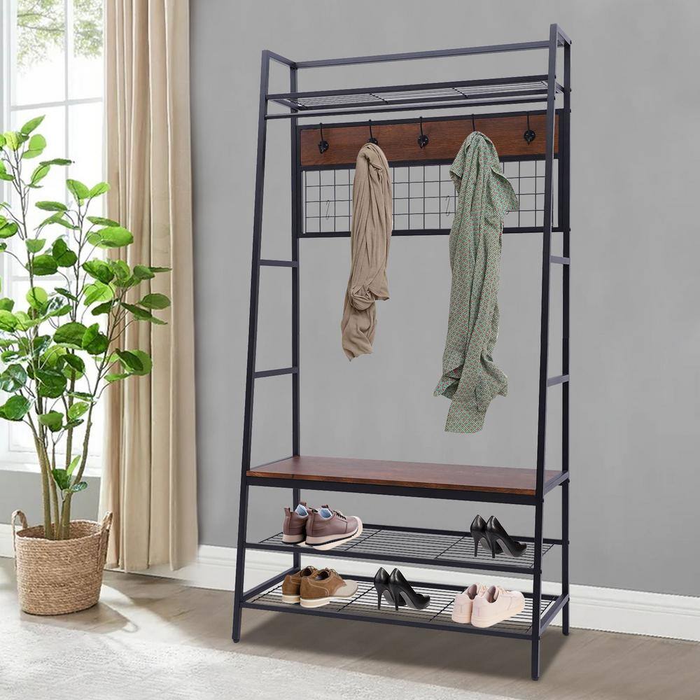 None Brown Metal Clothes Rack 37 in. L x 17 in. W x 72 in. H