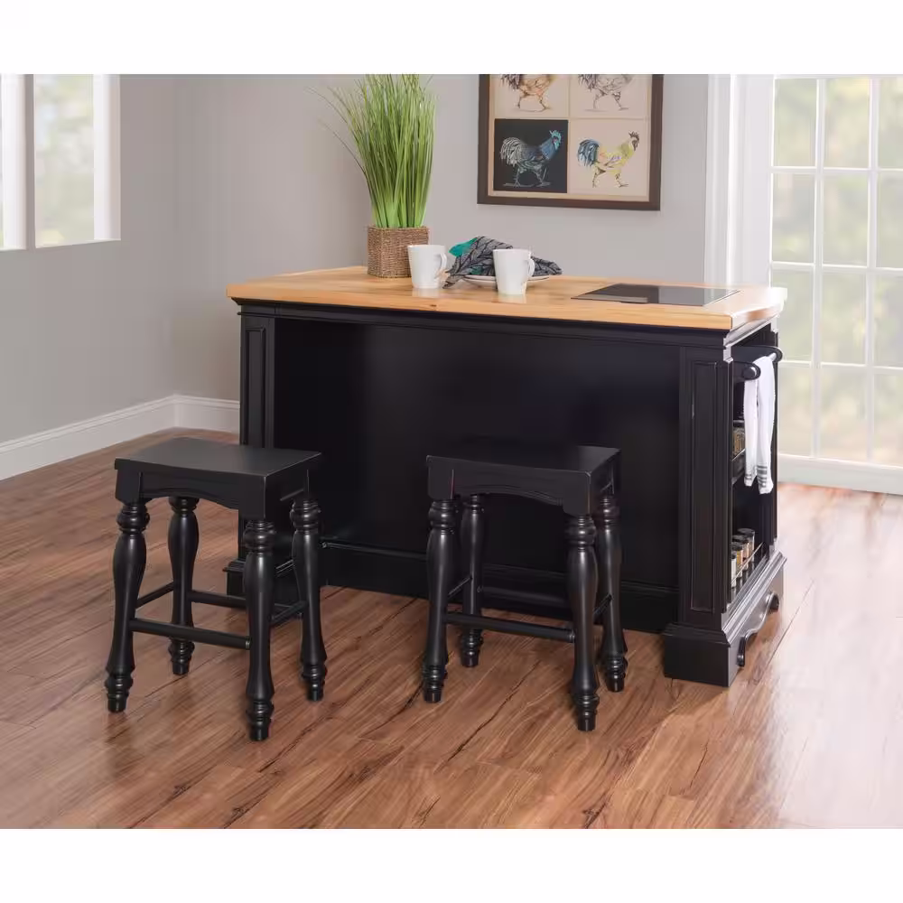 Powell Company Natural Pennfield Black Kitchen Island Granite Top