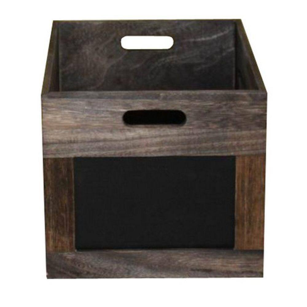Benjara Brown and Black Cutout Design with Chalkboard Inserts Wooden Box (Set of 3)