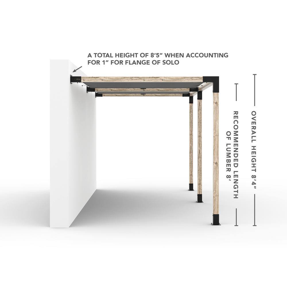 TOJA GRID 8 ft. L x 18 ft. W Double Wall Mount Pergola Kit with 2 White Shade Sails, 4x4 Wood