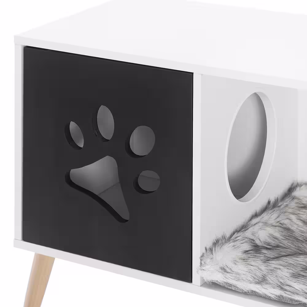 Sam's Pets Convertible 22 in. Black and White Cat Tree End Table