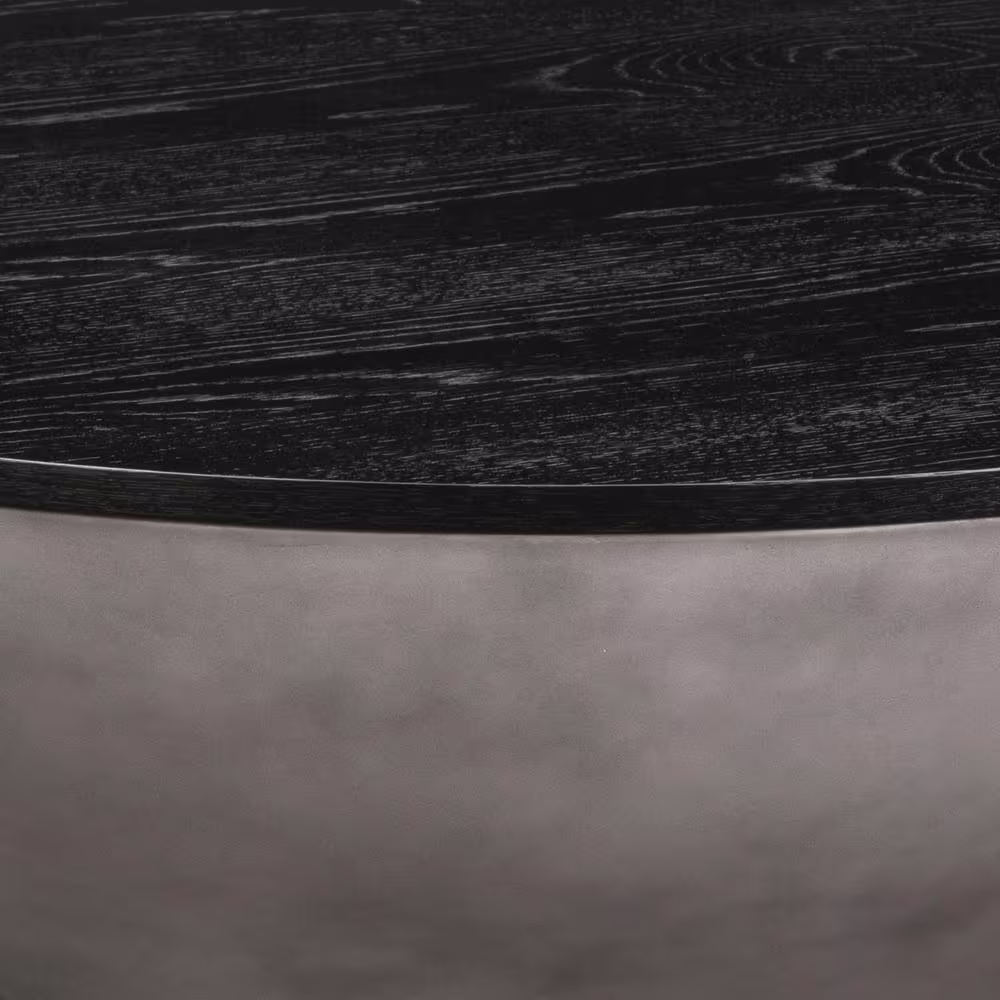 Armen Living Melody 48 in. Black Round Oak Wood Coffee Table