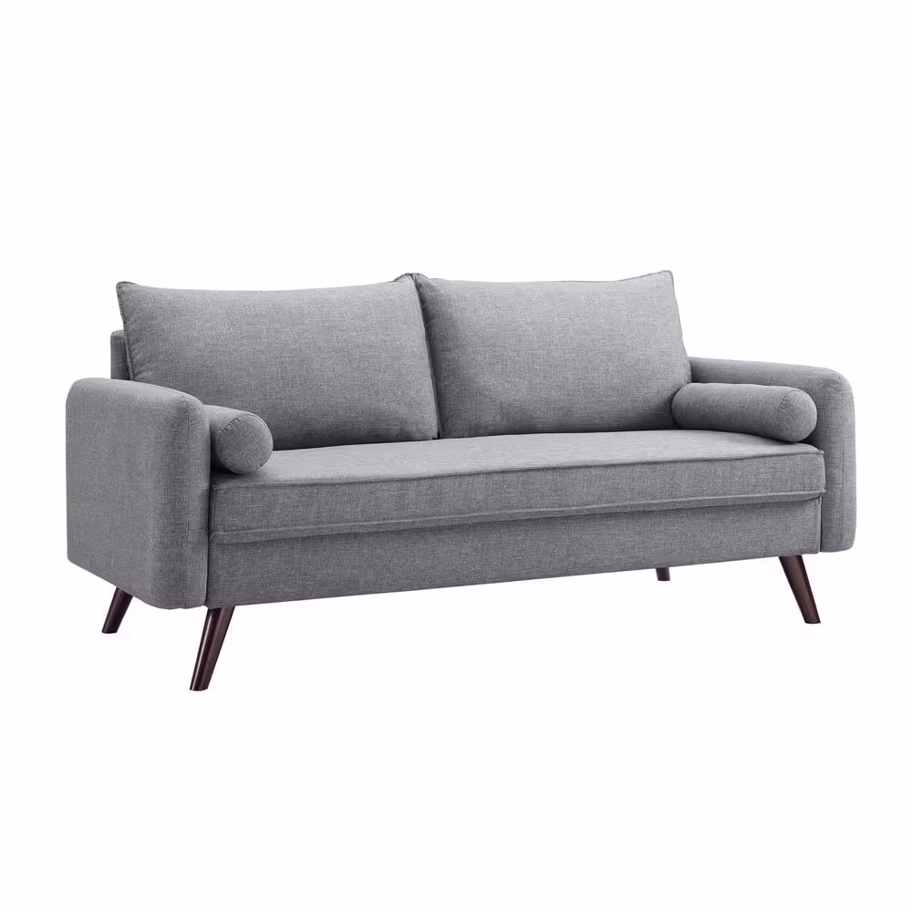 Lifestyle Solutions Callie 32.3 in. Grey Polyester 3-Seater Tuxedo Sofa with Removable Cushions