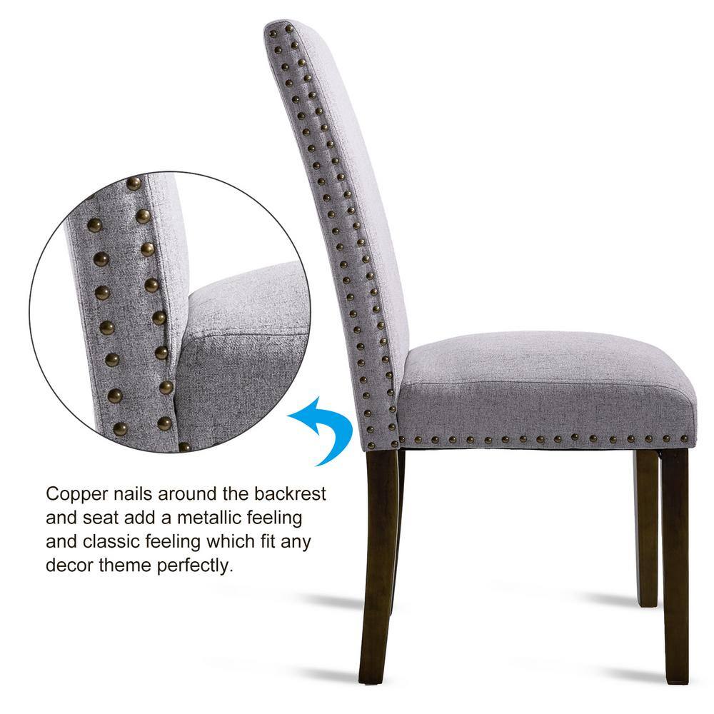 Harper & Bright Designs Light Grey Upholstered Dining Chairs (Set of 2)