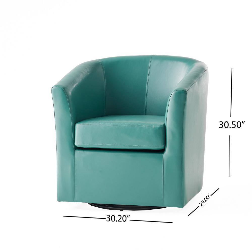 Noble House Daymian Turquoise Faux Leather Swivel Club Chair