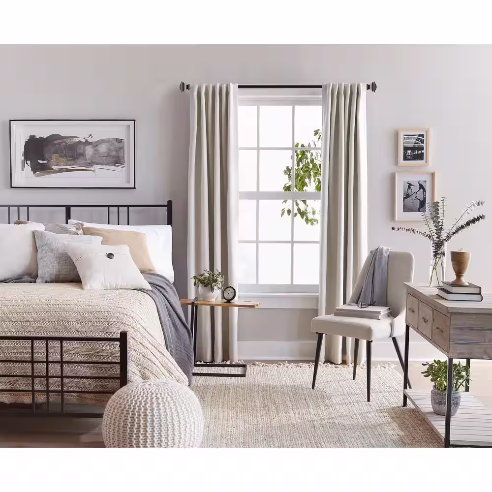 Snugset Andrew 72 in. x 144 in. Easy-Install Optional No Tools Adjustable 1 in. Single Rod Kit in Bronze with Square Finials