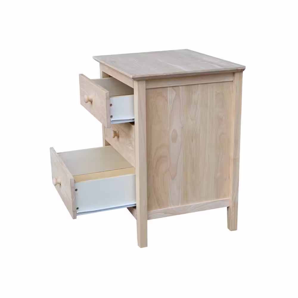 International Concepts Unfinished Solid Wood 3-Drawer Nightstand