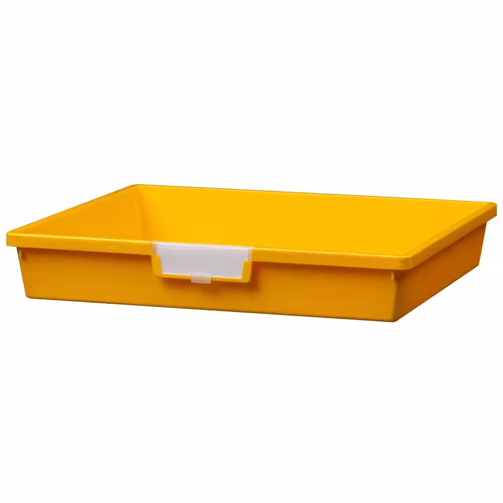 None 6 Gal. - Tote Tray - Slim Line 3 in. Storage Tray in Primary Yellow - (Pack of 3)
