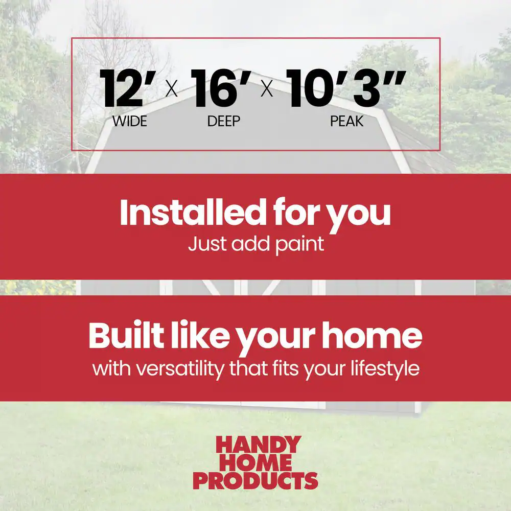 None Professionally Installed Hudson 12 ft. W x 16 ft. Outdoor Wood Shed with Smartside- Autumn Brown Shingles (192 sq. ft.)