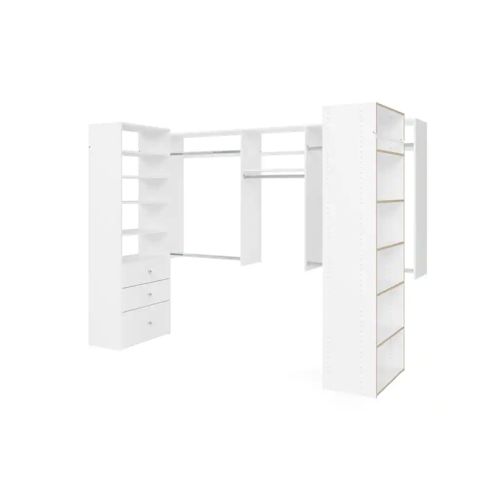 Closet Evolution 60 in. W - 96 in. W White U-Shaped Wood Closet System