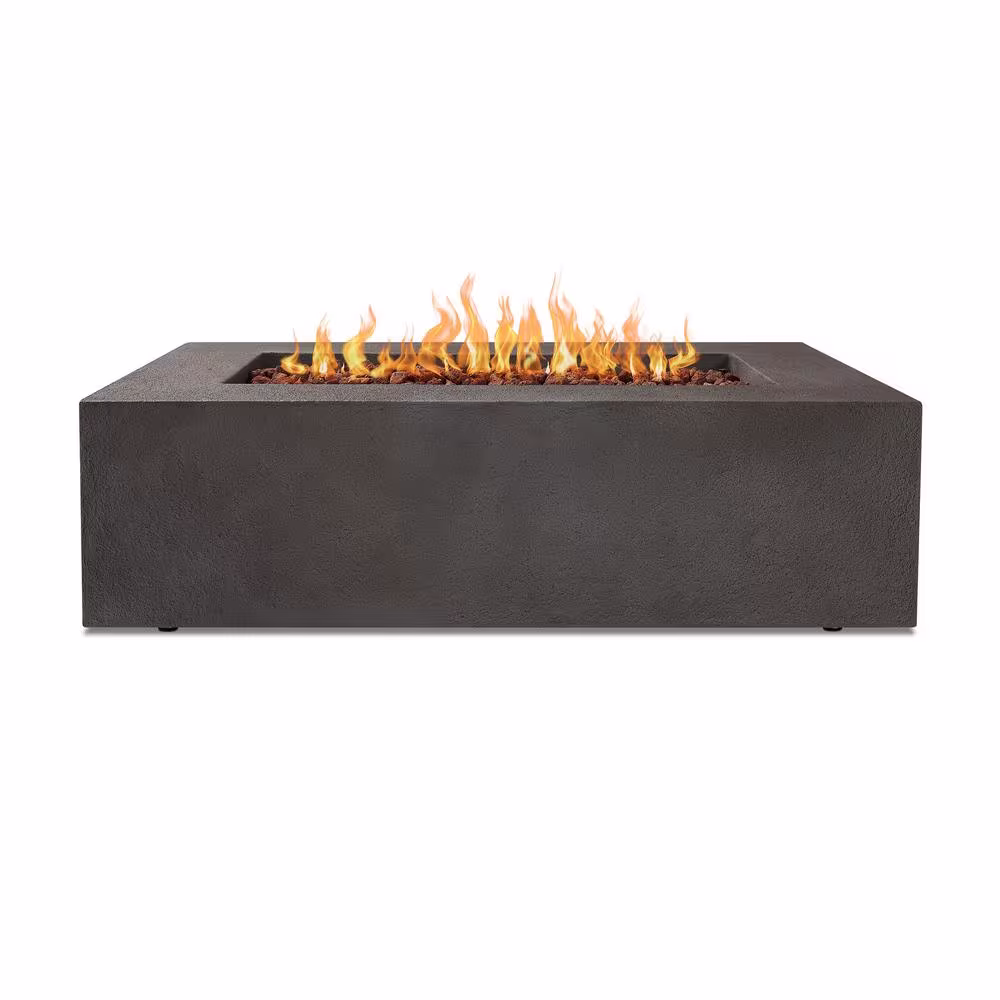 Real Flame Baltic 50 in. L x 32 in. W Rectangle MGO Liquid Propane Fire Table in Grey with Burner Lid and Protective Cover