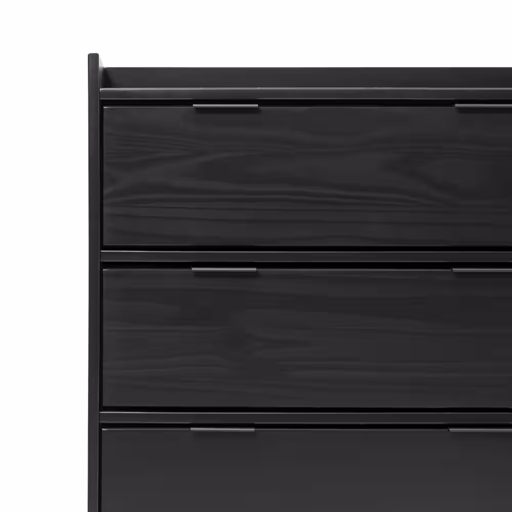 Welwick Designs 6-Drawer Black Solid Wood Mid-Century Modern Gallery-Top Dresser (33.75 in. H x 55.25 in. x 16 in. D)