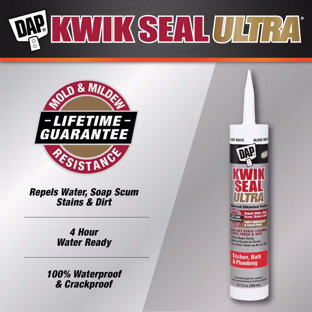 DAP Kwik Seal Ultra 10.1 oz. White Advanced Siliconized Kitchen and Bath Caulk (2-Pack)