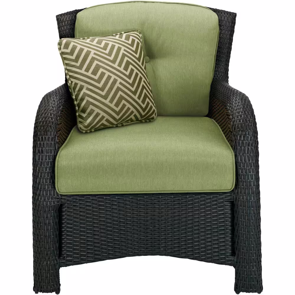 Hanover Strathmere 6-Piece Wicker Patio Conversation Set with Cilantro Green Cushions