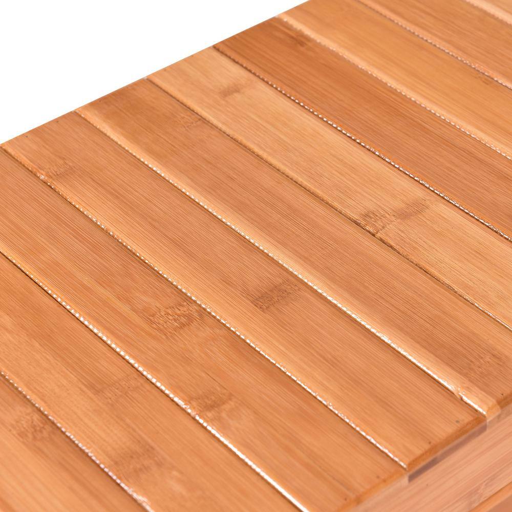 Costway 18 in. H x 28 in. W 8-Pair Natural Bamboo Shoe Storage Bench Rack Organizer