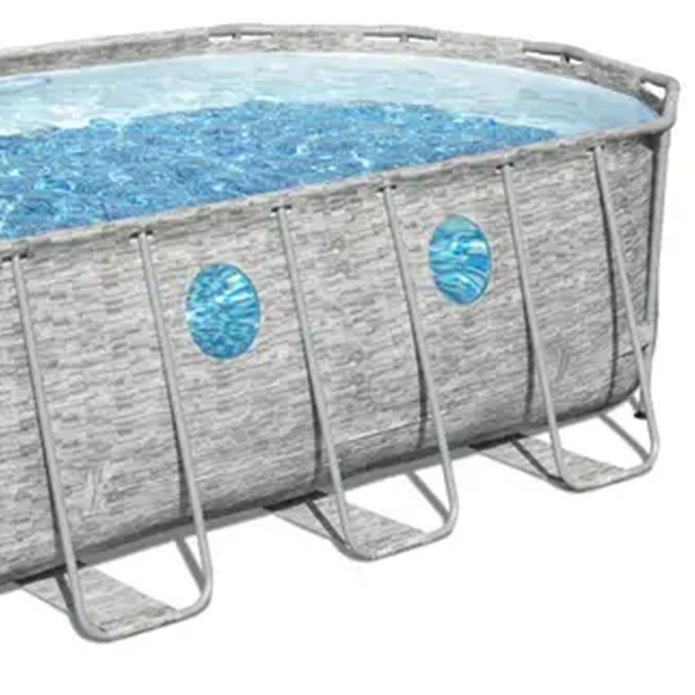 Bestway Power Steel Swim Vista 18 ft. x 9 ft. x 4 ft. Oval 48 in. Deep Steel Frame Pool Set