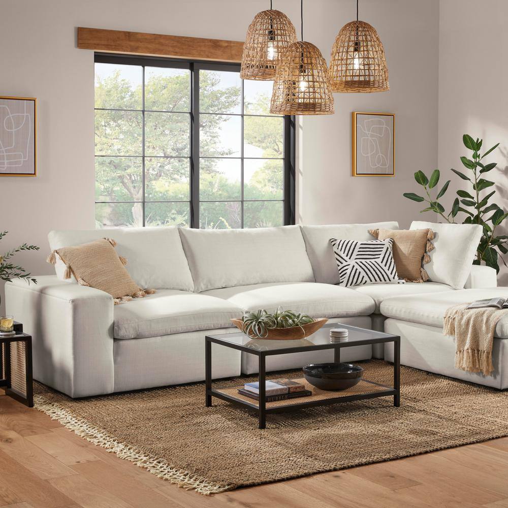 StyleWell Odell Cane Coffee Table in Black/Rattan (36