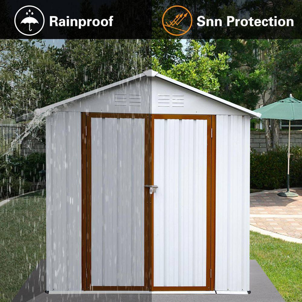 None 4 ft. W x 6 ft. D Metal Outdoor Storage Shed with Double Door (22.6 sq. ft.)