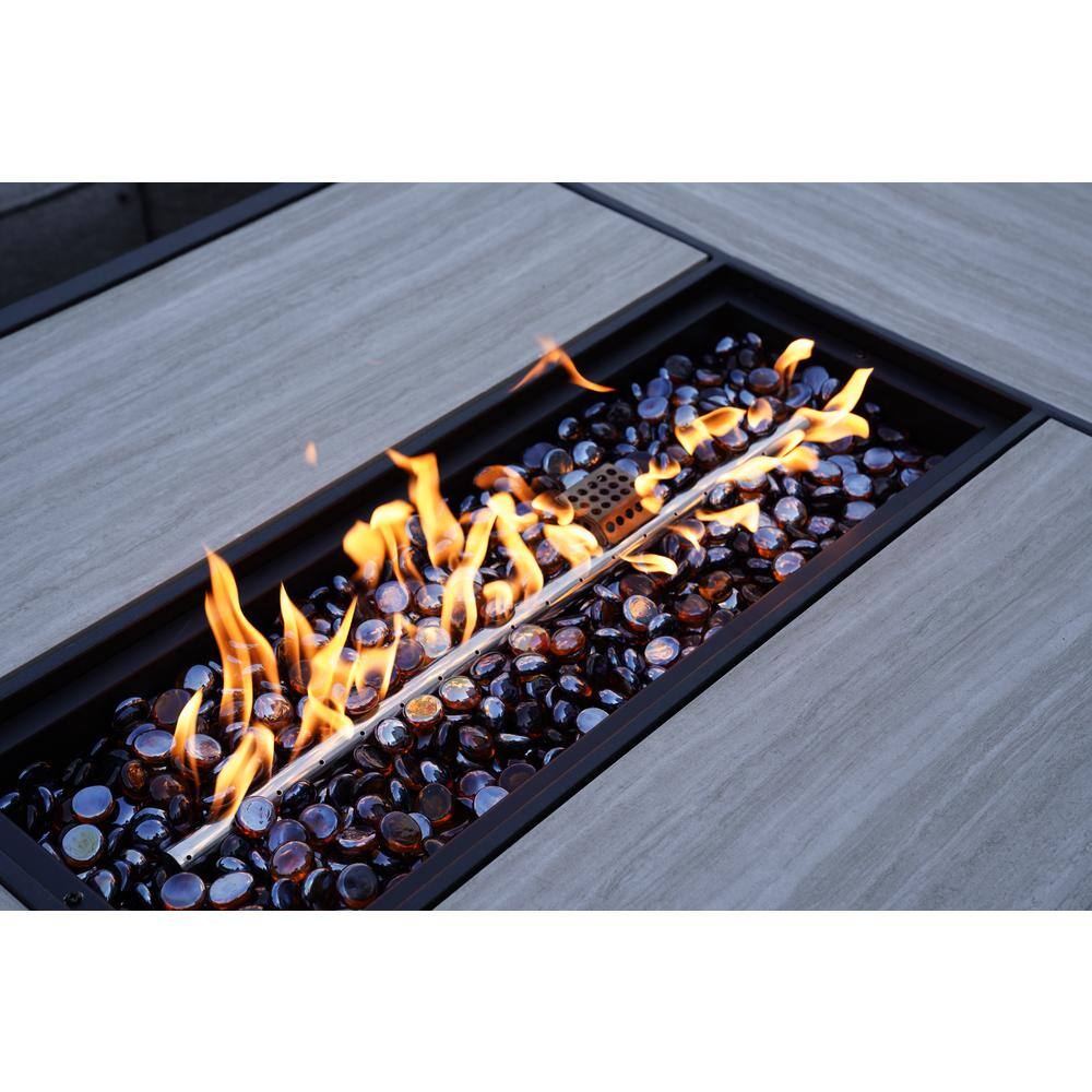 Unbranded 43 in. 50,000 BTU Gas Rectangle Fire Pit Table, Patio Propane Fire Pit Table with Ceramic Tile Top and Resin Wicker Base