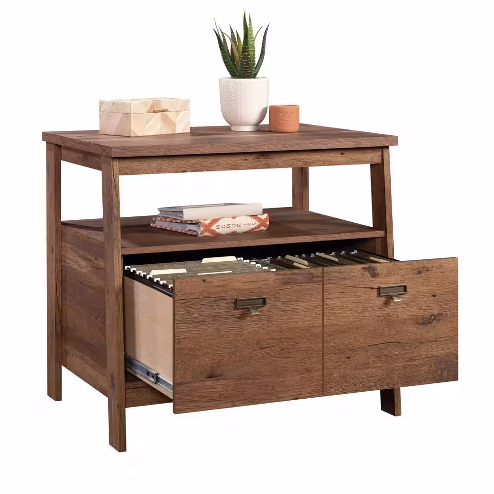 SAUDER Trestle Vintage Oak Decorative Lateral File Cabinet