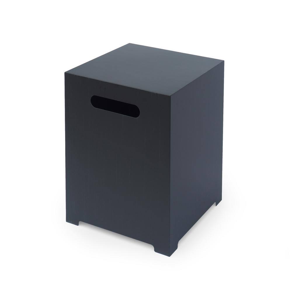 Noble House Wellington 15.25 in. x 19.75 in. Round Concrete Propane Fire Pit in Dark Grey with Tank Holder