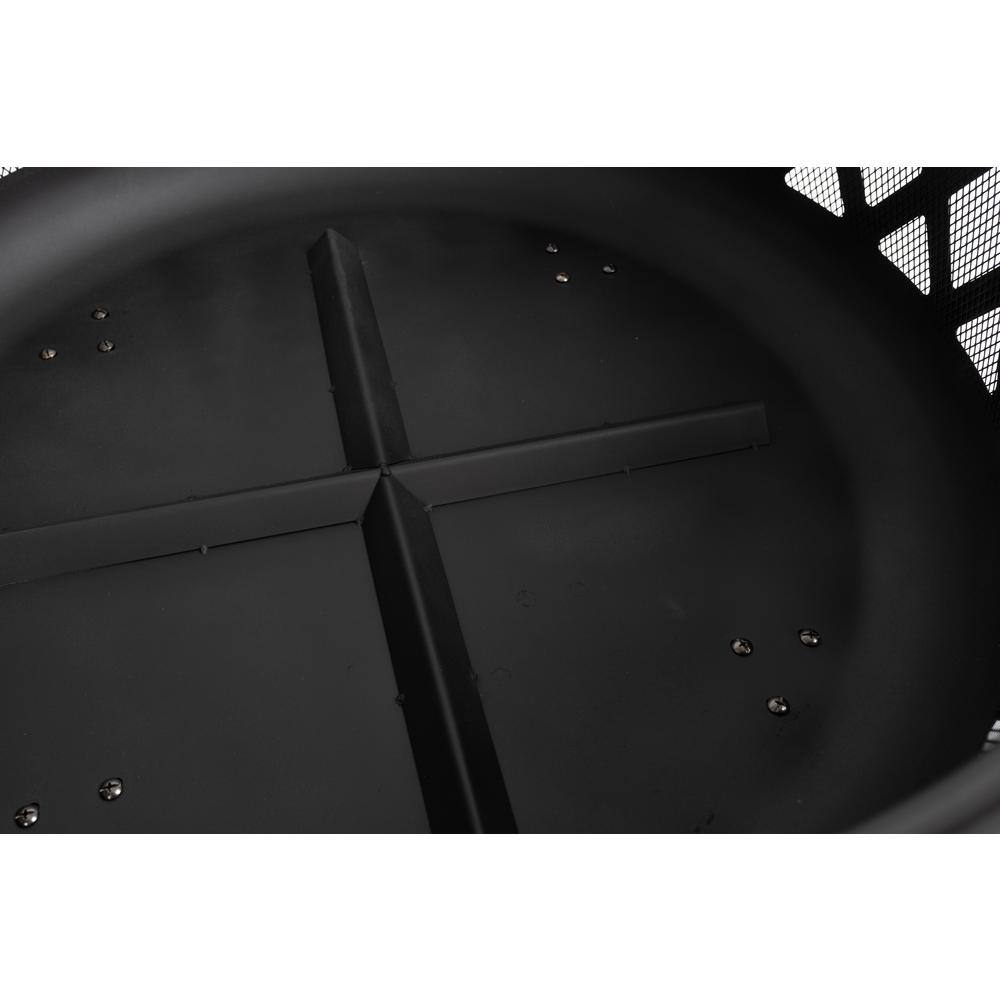 Pleasant Hearth Traverse 35 in. x 24.21 in. Round Steel Wood Burning Black Fire Pit