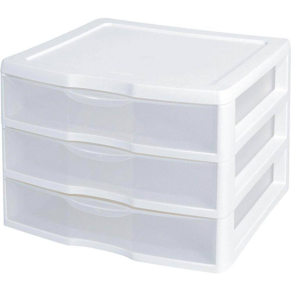 Sterilite Wide Portable Countertop 3 Drawer Qt Desktop Storage Unit (6 Pack)
