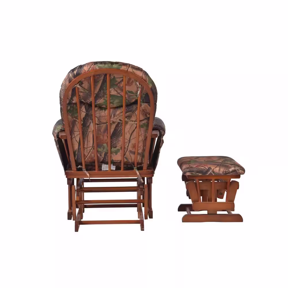 ARTIVA Home Deluxe Camouflage Fabric Cushion Glider Chair and Ottoman Set