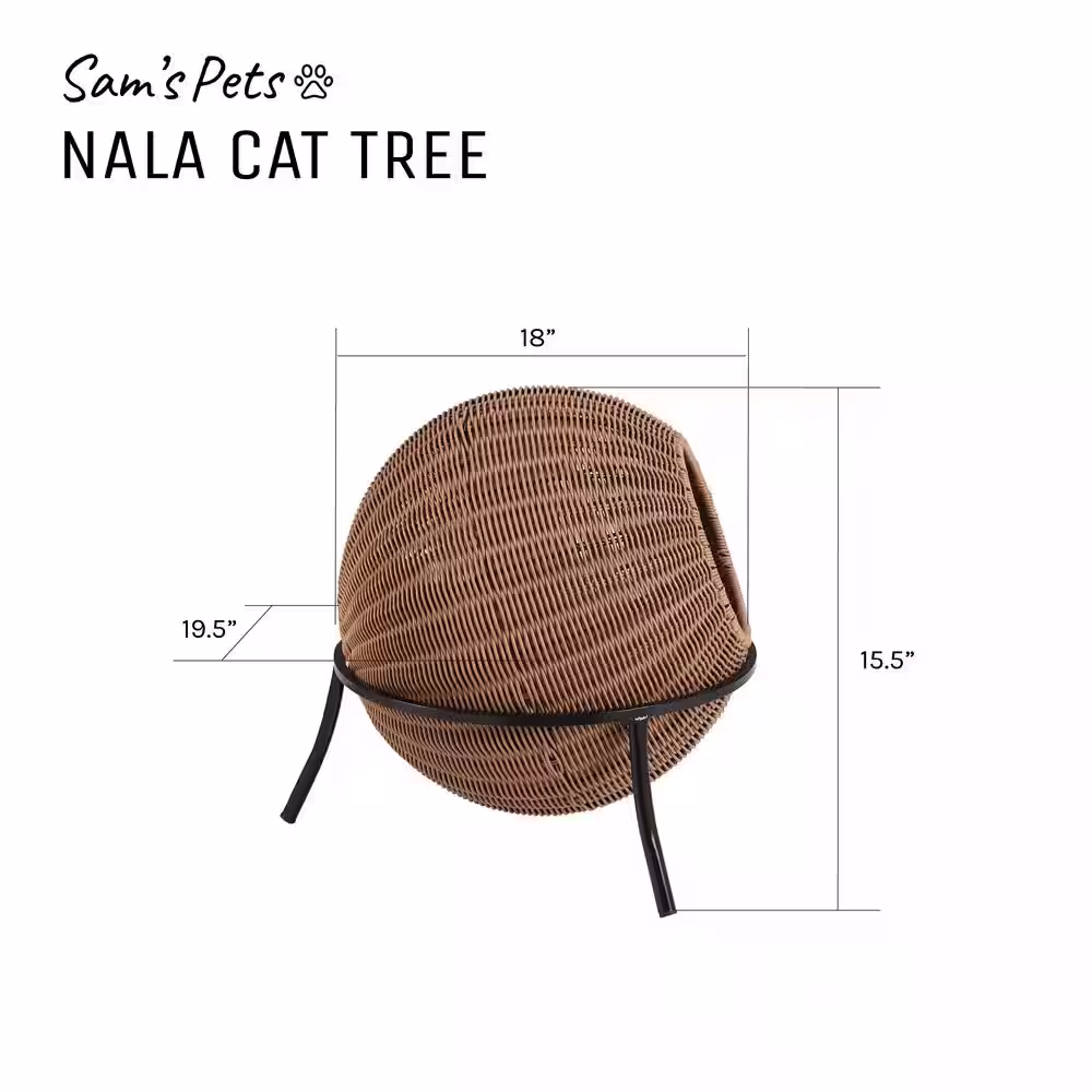 None Nala Medium Brown Wicker Cat Condo Bed