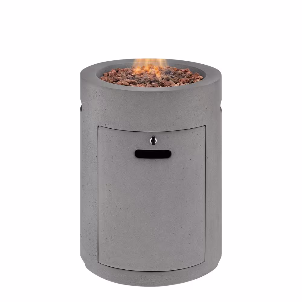 Hampton Bay Pendra 19.5 in. x 26 in. Round Concrete Gas Fire Column