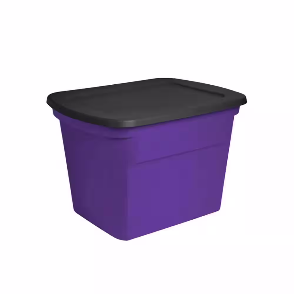 Sterilite Large 18 Gallon Opaque Plastic Storage Tote Bin w/Lid, Purple 24 Ct.