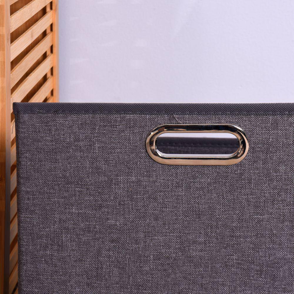 Kahomvis Natural Tilt-Out Bamboo Laundry Hamper with 2-tier Shelf