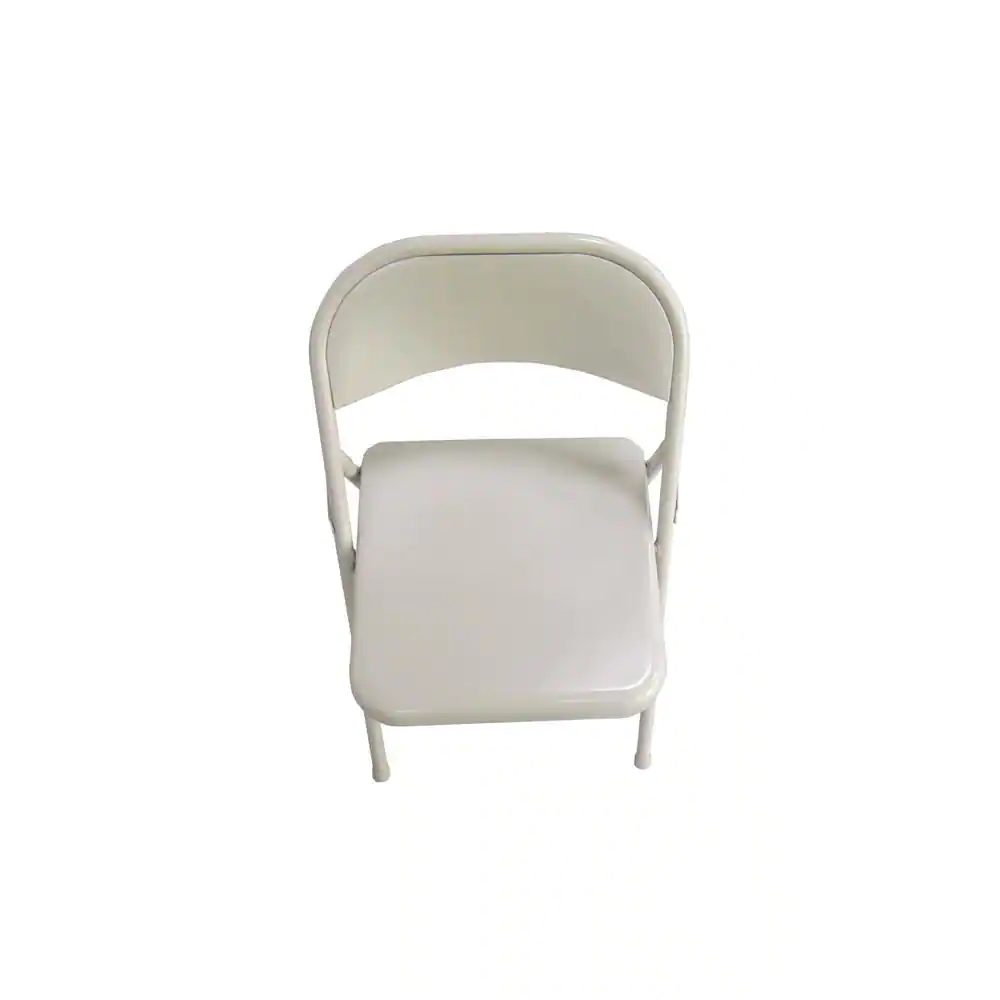 None Beige Metal Stackable Folding Chairs