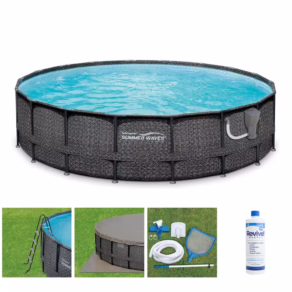 Summer Waves 20 ft. x 48 in. Round Hard Side Above Ground Swimming Pool Set with Pump