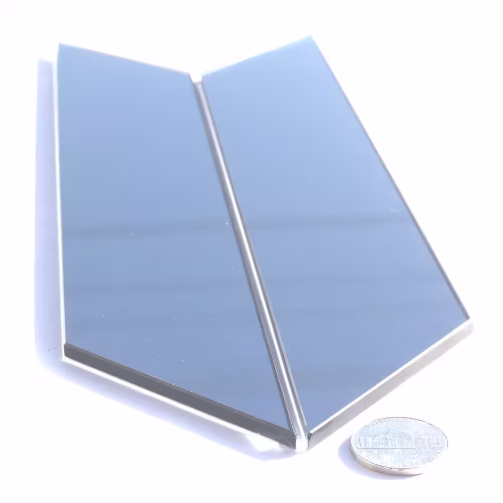 ABOLOS Blue Diamond Straight Edge Chevron 4 in. x 12 in. Glass Mirror Decorative Wall Tile (16.2 sq. ft./Case)