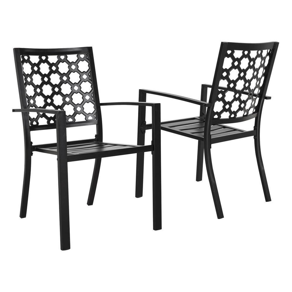 None 6-Peice Metal Outdoor Dining Set with Bench, Include 4 Stackable Patio Chairs, 1 Park Bench and 1 Rectangle Dining Table