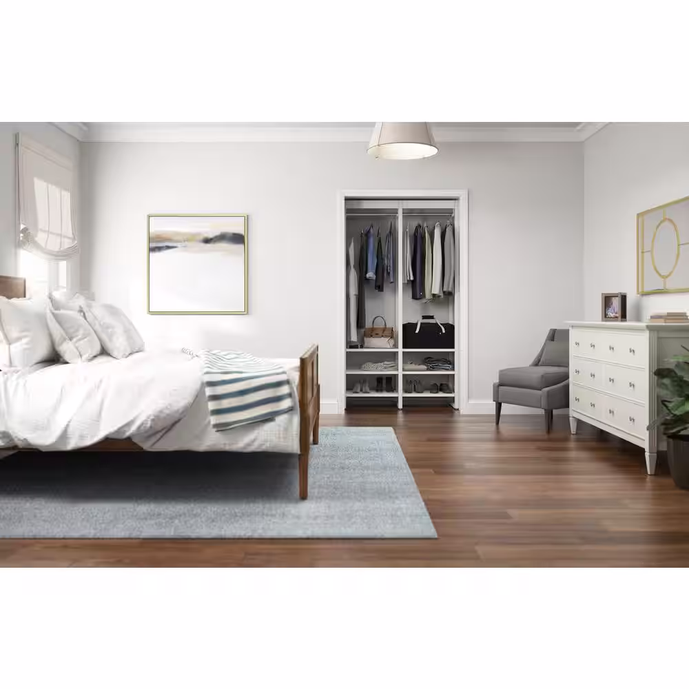 CLOSETS By LIBERTY 46.5 in. W White Adjustable Tower Wood Closet System with 8 Shelves