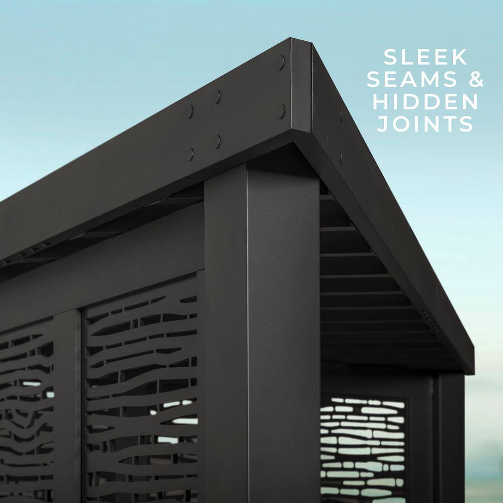 Backyard Discovery Glendale 8 ft. x 8 ft. Black Steel Modern Cabana Pergola with Conversation Seating in Terra Cotta