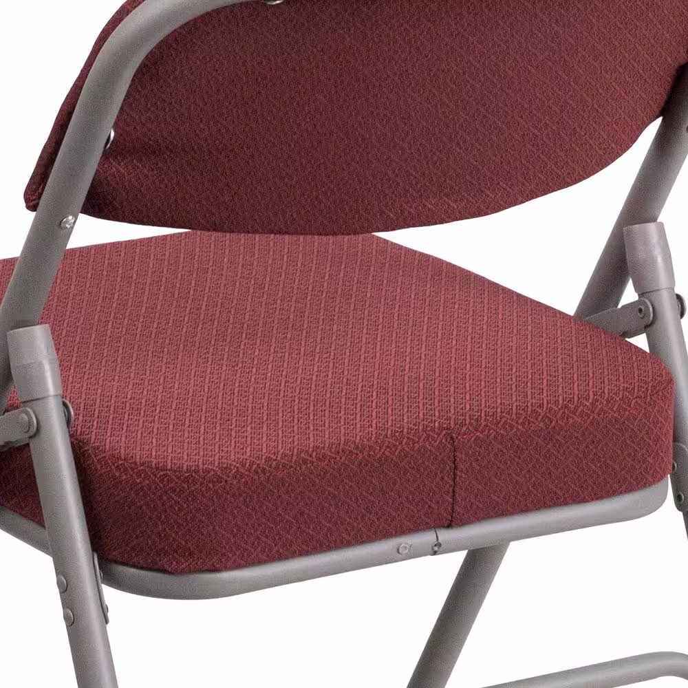 Flash Furniture Hercules Series Premium Curved Triple Braced & Double Hinged Burgundy Fabric Upholstered Metal Folding Chair