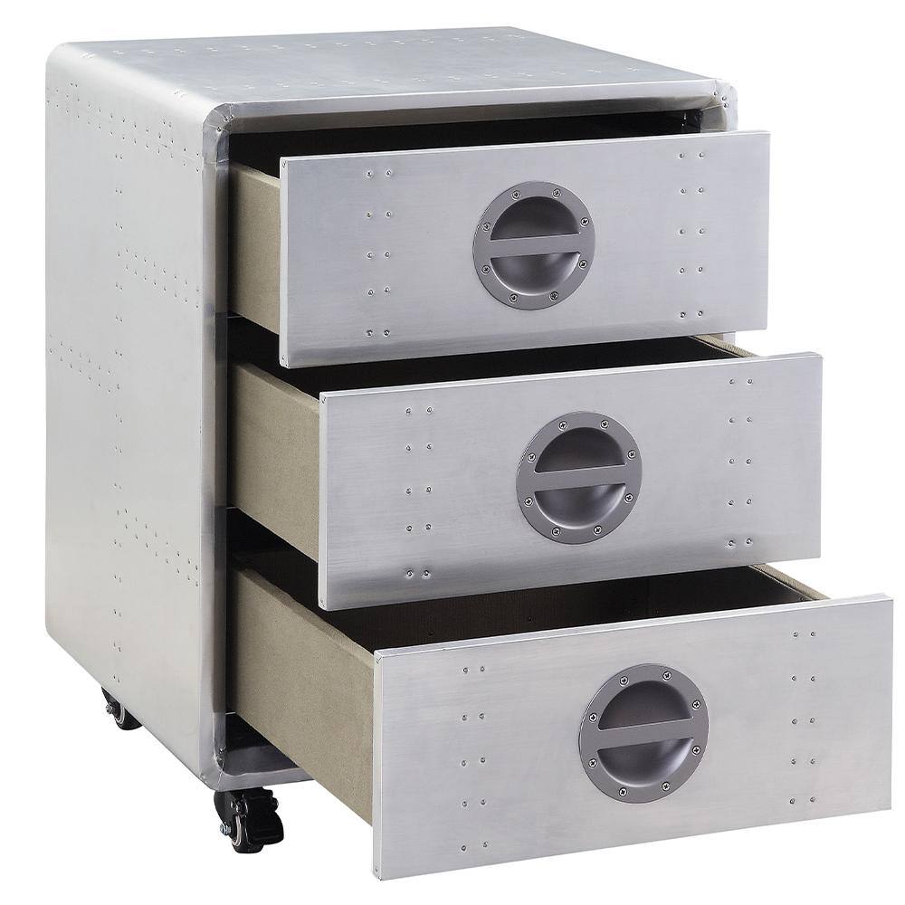 Acme Furniture Brancaster Aluminum File Cabinet with Drawers